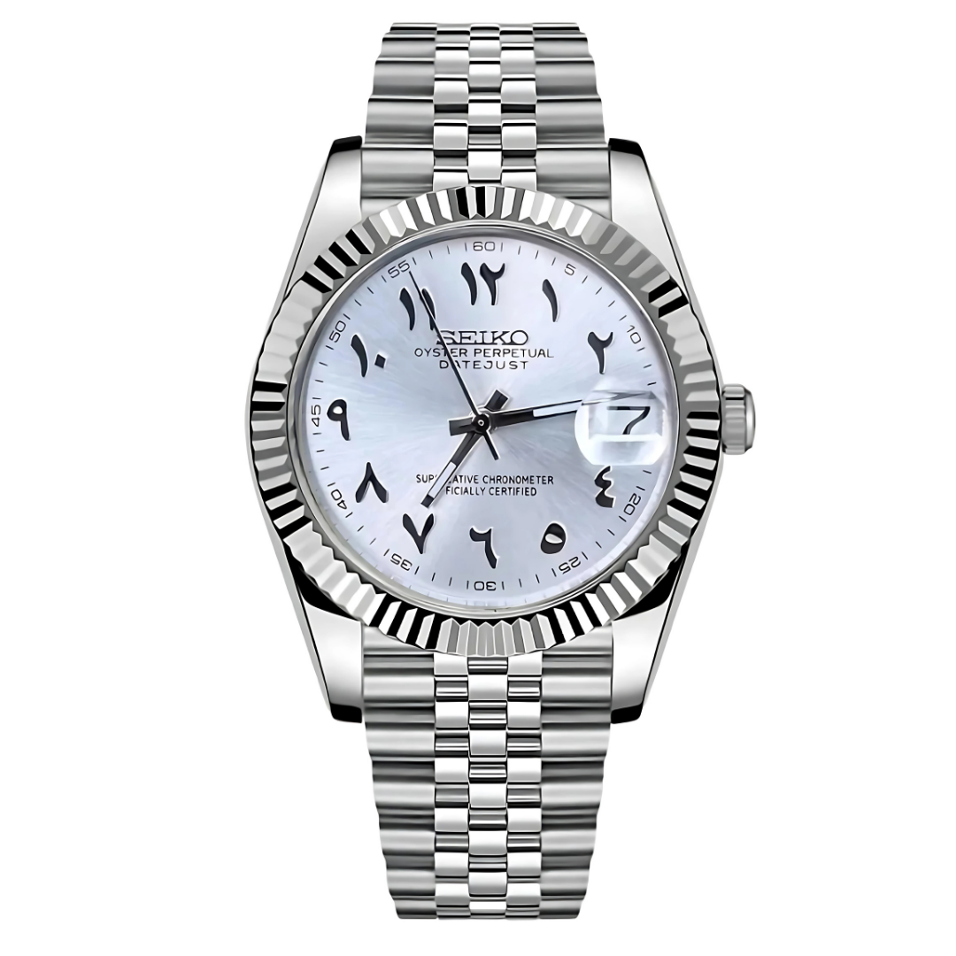Seiko Mod Datejust Silver Arabic