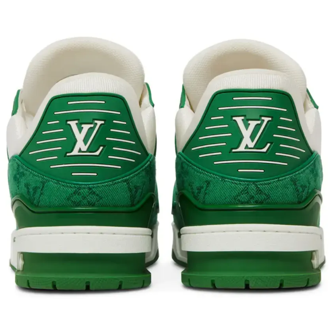 Louis Vuitton Trainer Green Monogram Denim White Men's