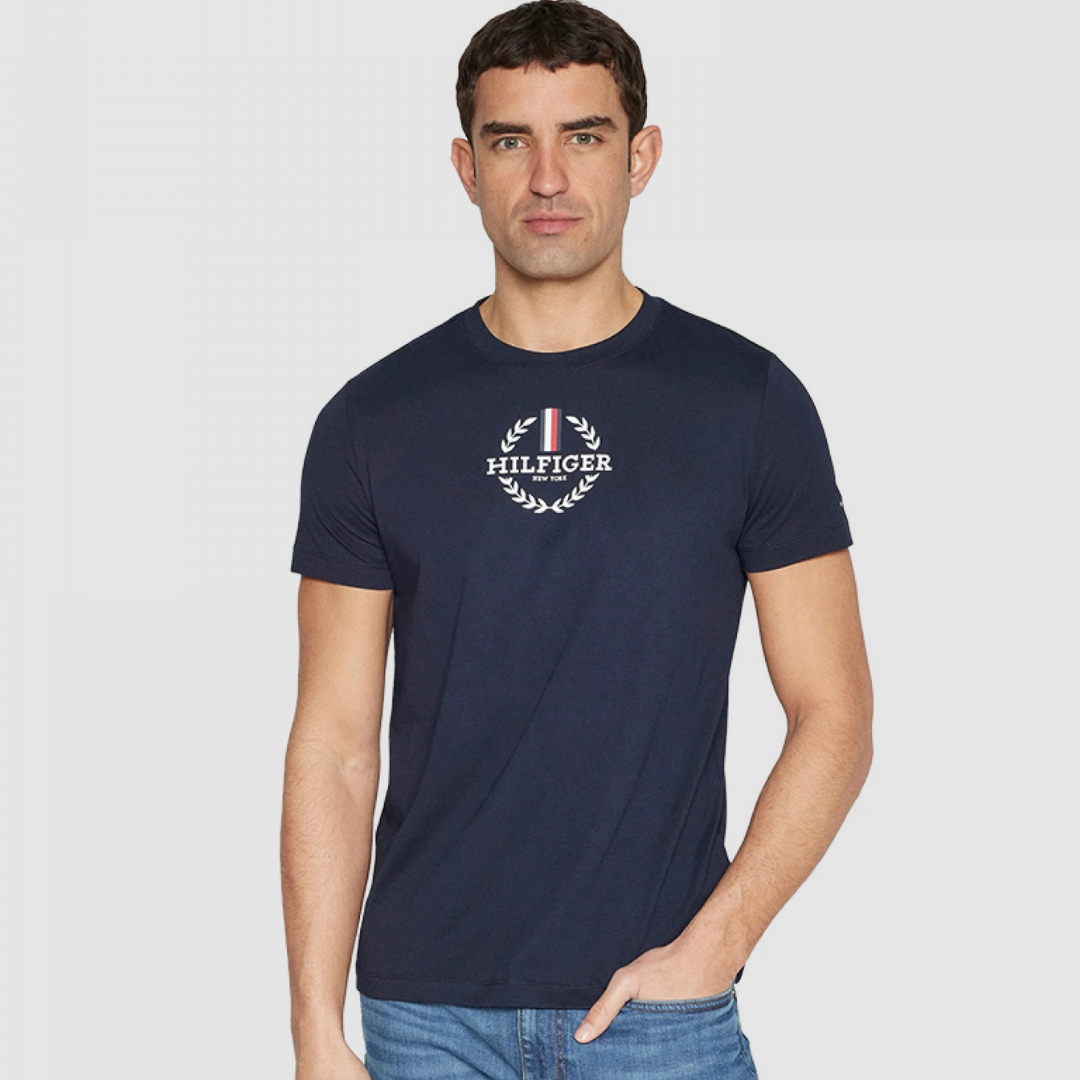 Majica uskog kroja sa logoom Global Stripe Archive Crest – Tommy Hilfiger