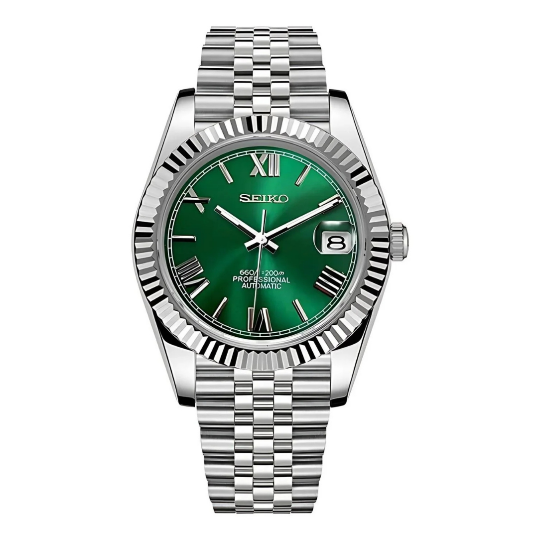 Seiko Mod Datejust Homage Green Roman